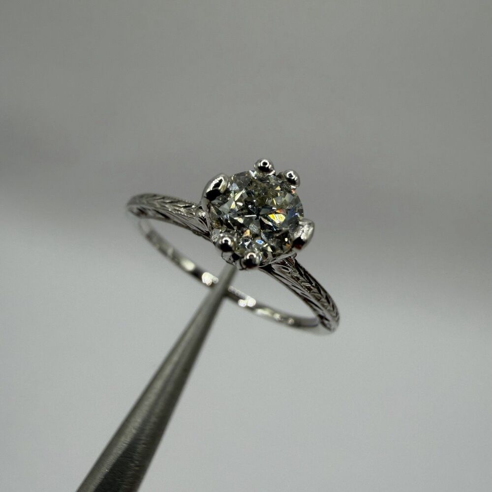 14K Gold .50 CT European Cut Diamond Ring Size 6 SI1